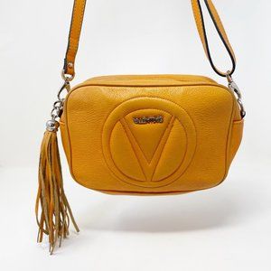 Valentino Orange Leather Crossbody Tassel Bag Purse